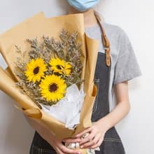 畢業花束 文青向日葵3朵 乾燥花花束 (3朵向日葵+情人草) S009
