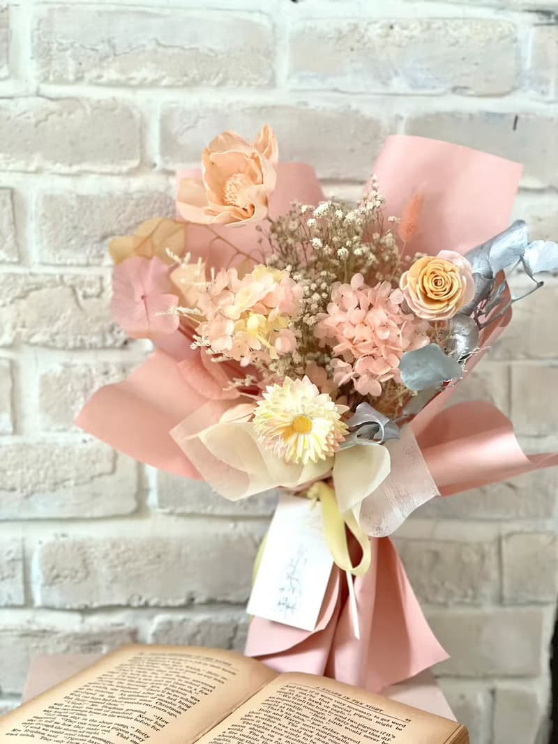 蜜桃粉  擴香永生花束