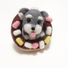 雪納瑞x巧克力棉花糖甜甜圈 -羊毛氈  "鑰匙圈、吊飾、擺飾"