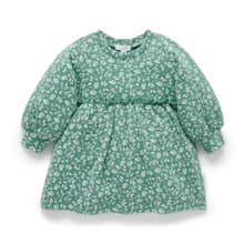 澳洲Purebaby有機棉女童長袖洋裝/童裝裙 12M-5T 綠色枝葉
