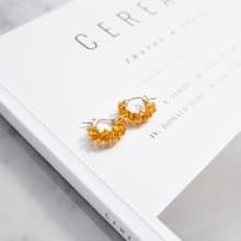 14kgf 天然琥珀 Baltic Amber pavé clip on / pierced earrings