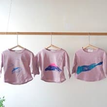BABY 霧粉秋日七分袖純棉印花小口袋上衣  大海 / 山 / 浪