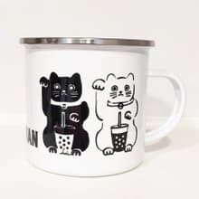 招財貓 貓 搪瓷杯 琺瑯杯  廚房用具 早餐 牛奶杯 餐桌 鋼杯 琺瑯