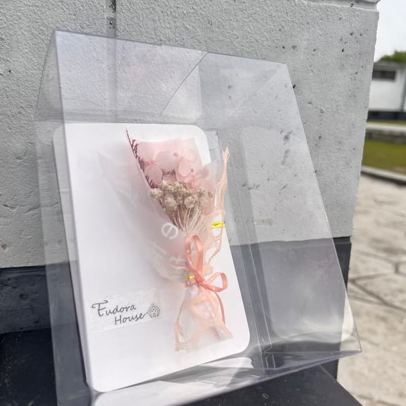 尤朵拉小屋 馬卡龍粉色迷你花束卡片 畢業季、情人節