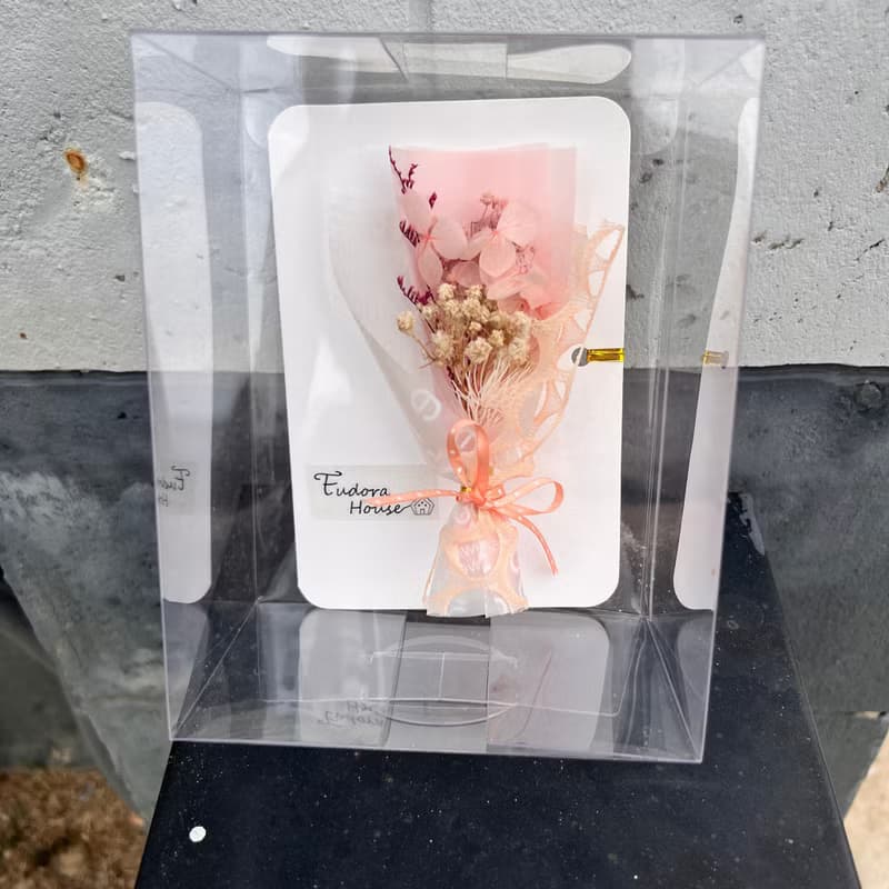 尤朵拉小屋 馬卡龍粉色迷你花束卡片 畢業季、情人節