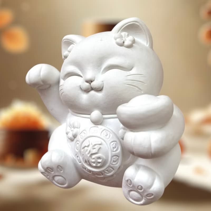珪藻土擴香石 福圓 招財猫 擴香小盤套組 居家擴香套組