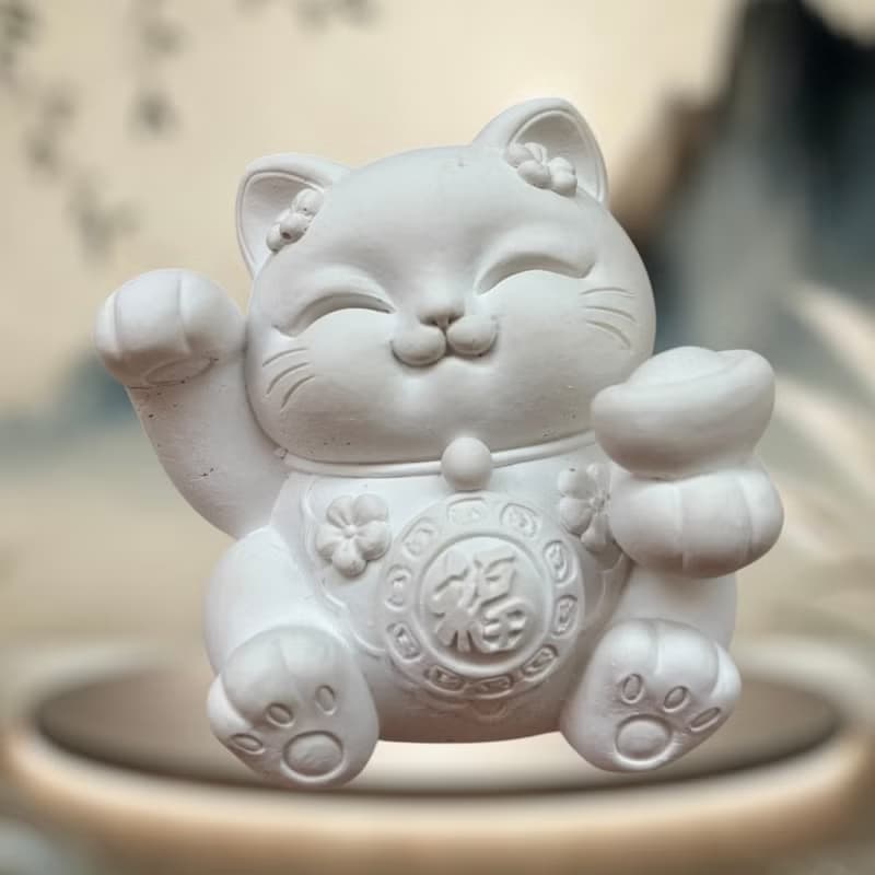 珪藻土擴香石 福圓 招財猫 擴香小盤套組 居家擴香套組