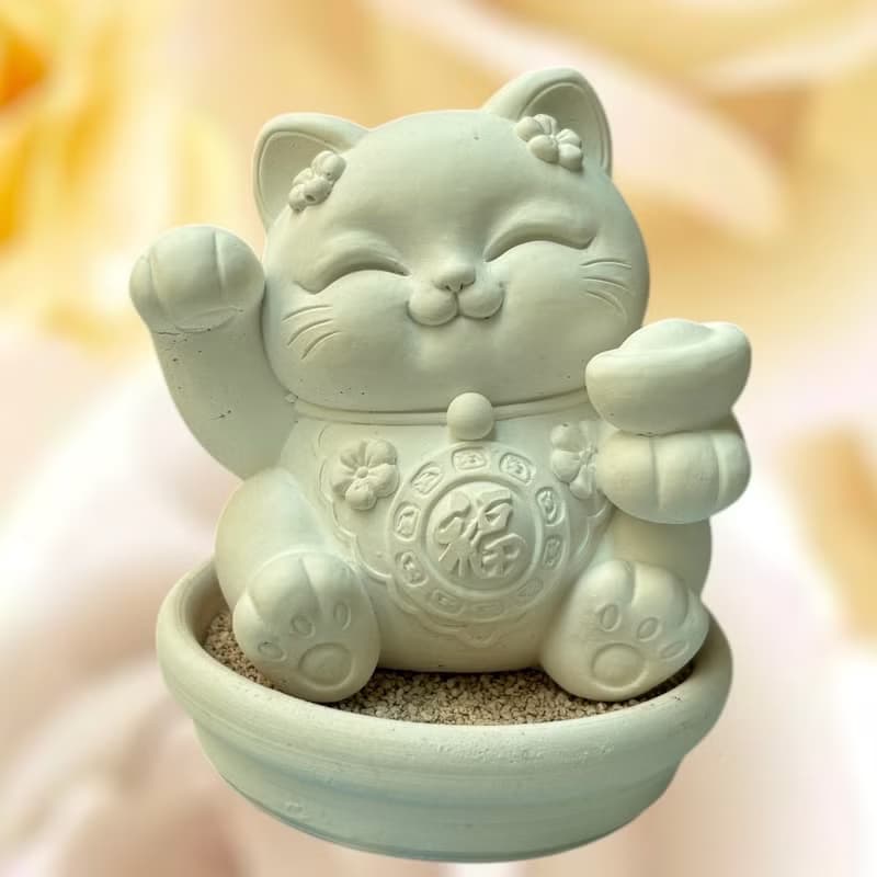 珪藻土擴香石 福圓 招財猫 擴香小盤套組 居家擴香套組