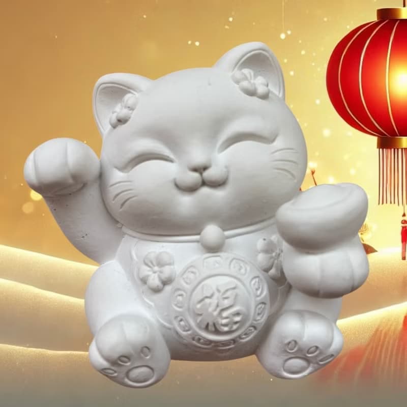 珪藻土擴香石 福圓 招財猫 擴香小盤套組 居家擴香套組