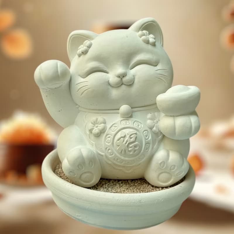 珪藻土擴香石 福圓 招財猫 擴香小盤套組 居家擴香套組