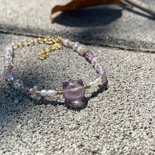 珍珠紫水晶貓頭手鍊