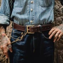 【免費刻英文】復古銅扣真皮皮带 整层牛皮腰带 男士休閒牛仔褲帶