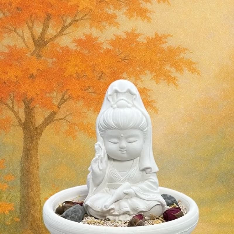 寶瓶觀音香氛擴香組 淨念吉祥小佛  珪藻砂中盤  插畫香氣療癒