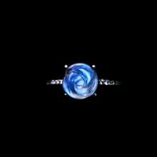 月光藍暈玫瑰 純銀鋯石鑽戒指