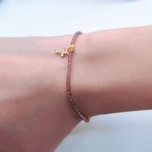 天然極細切割紫水晶包14K金十字架手鍊/信仰