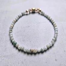 【Japan Handmade】14kgf 翡翠 天然石ブレスレット　医療用ステンレス　マグネット式　高品質