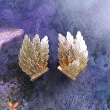 Vintage Jewelry 西洋古董飾品 層疊 對稱 金色葉子 夾式耳環
