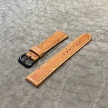 オイルコードバンの時計ベルト　ナチュラル　20mm-18mm【スタンダード】フルフラット型　腕時計バンド 新喜皮革製コードバン　ロレックス対応　オメガ対応