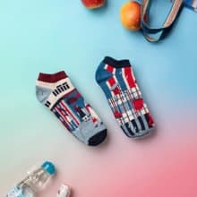 香港原創設計 香港三原色 - 不對稱襪子 低筒襪 【微觀香港格式】