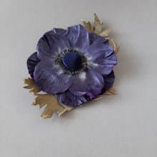 皮革胸針 Dark blue leather brooch for her Leather women's jewelry