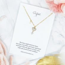 Giftest 18K鍍金 / 心的鎖匙 基督教耶穌福音飾品項鍊聖經N11