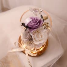 【情懷】Purple紫 永生花 玫瑰 LED 玻璃罩 夜燈 情人節 生日紀念