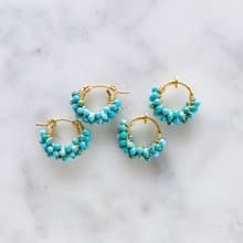 14kgf Natural Turquoise pave pierced earring / earring M 耳針式/耳夾式