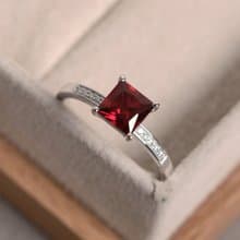 7 mm. Red natural ruby ring silver sterling size 7.0 free resize