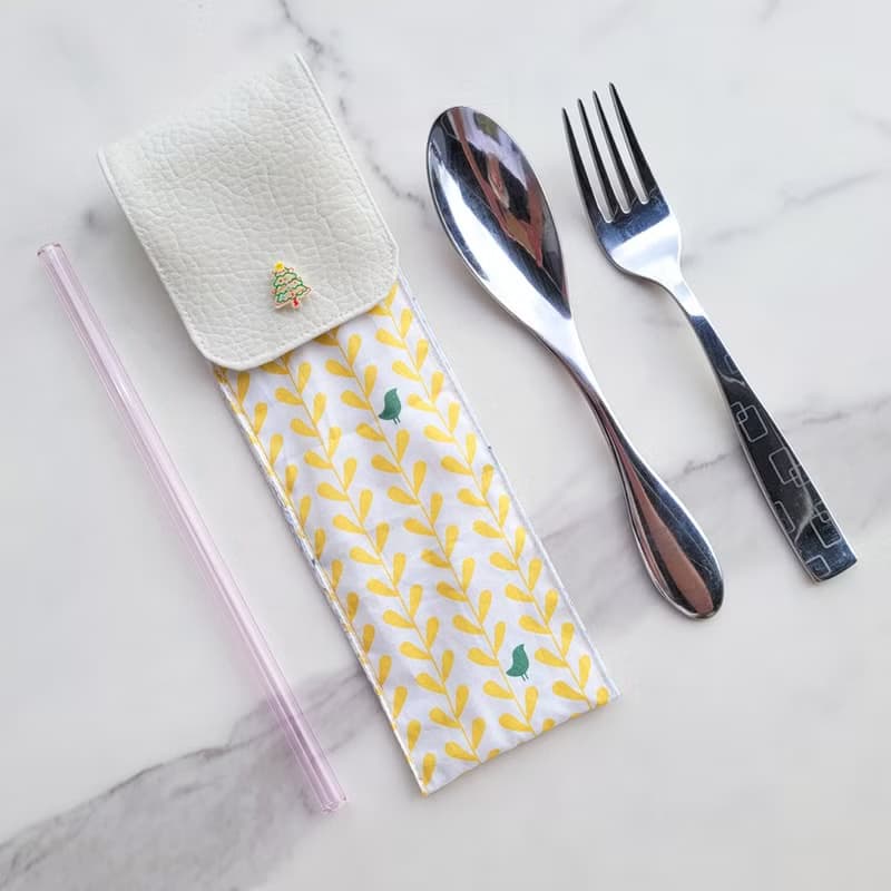 【可放22cm吸管】防水環保餐具袋/ 筆袋 親子餐具袋 聖誕樹