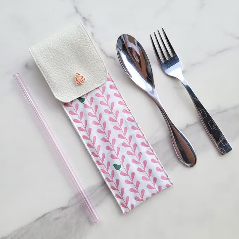 【可放22cm吸管】防水環保餐具袋/ 筆袋 親子餐具袋 聖誕樹