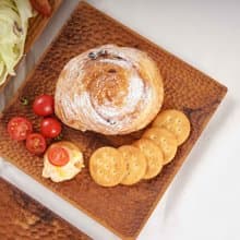 天然柚木方型托盤/餐盤M號-波點│24CM不上漆原木製 露營野餐