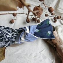 小雛菊刺繡 拼布 寬版髮帶