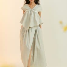 渡假綁帶配色無袖上衣(灰)