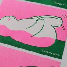 big big cat postcard - Back Stretching