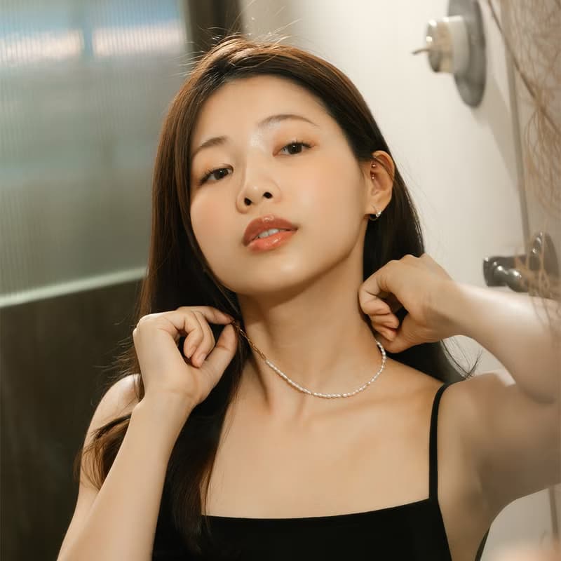 Align對映 天然淡水珍珠鎖骨鍊 316L醫療鋼鍍18k金