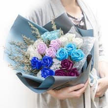 愛你每一天 21朵玫瑰香皂花花束 情人節花束 2色可挑 紀念日禮物