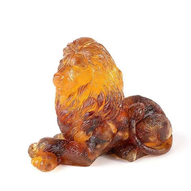 Large amber Figurine Lion|Lion Statue|Amber Souvenir Gift| Sculpture lion