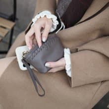 Pie (Ash grey) :  Multi-purpose bag, Leather wallet, pouch , Soft leather