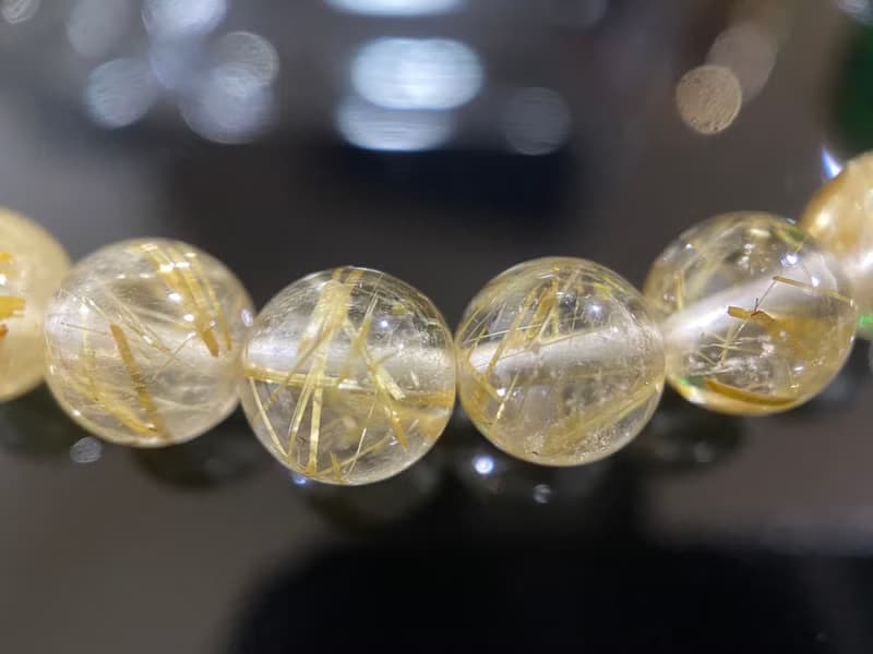 發財髮晶鈦金草莓晶老琉璃手串