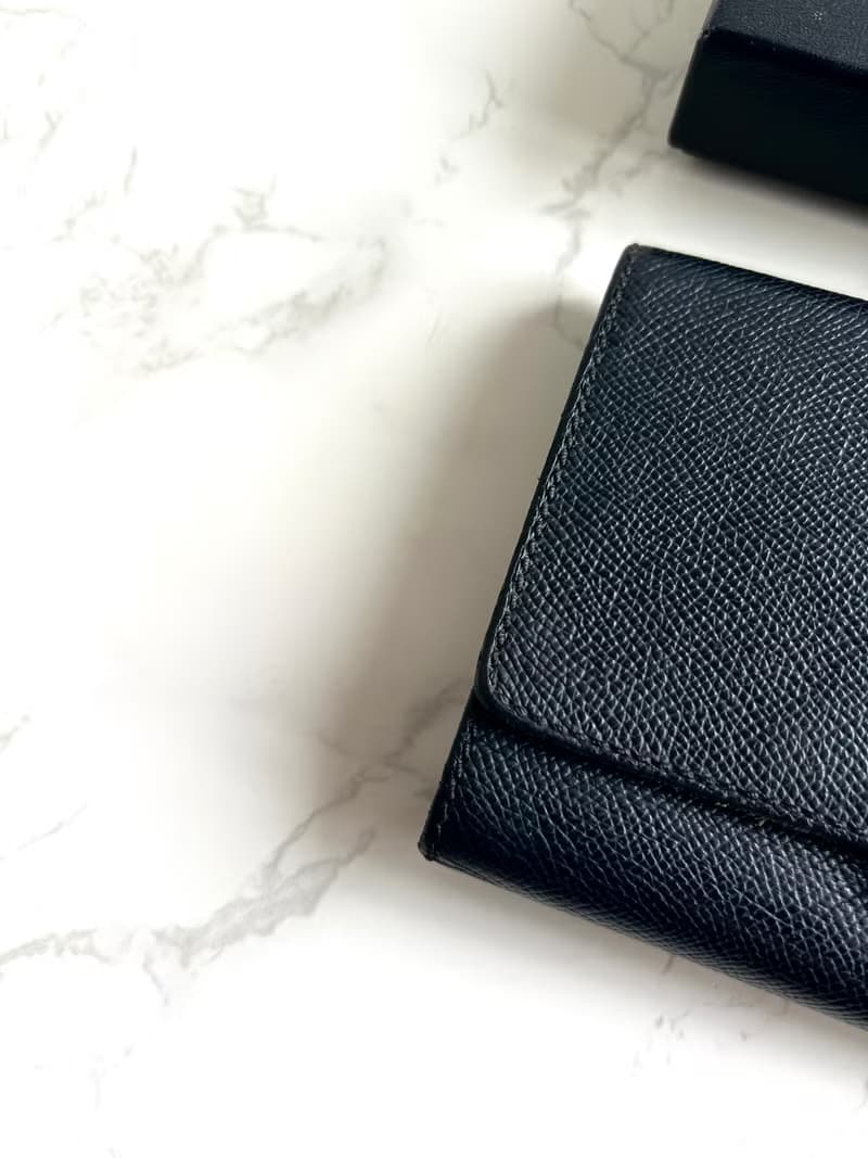 稀有中古二手Chanel黑色皮革金扣中夾 短夾 皮夾 銀包古董包 錢包