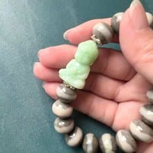 三界佛-和田玉青花一線珠翡翠果綠寶寶佛手串念珠/收藏/送禮/