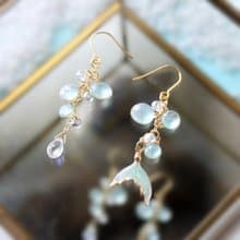 【氣泡魚尾不對稱耳環】 魚尾 不對稱 透明 手工樹脂 耳環/耳夾