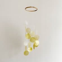 DIY-KIT | Italian Xyl.-Yellow, White-Circle | Shell Wind Chime Mobile | #0-382