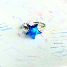 星星戒指 立體幸運星活動戒指 | 閃藍色