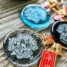 窯燒玻璃雕刻台南劍獅平安祈福鑰匙圈 送禮 收藏 紀念品