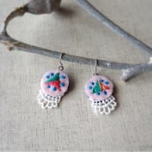 手刺繍ピアス「さんかく」[受注制作]