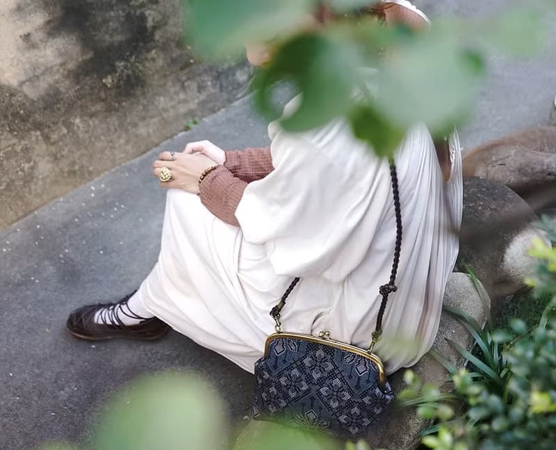 絣織和服創意系列斜背隨行口金包-夏雪