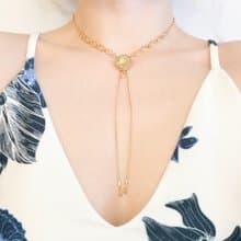 星と月のループタイのチョーカーネックレス　SV428