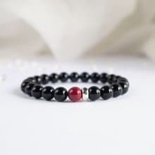 紫金硃砂 × 黑瑪瑙-為你擋下不該靠近的風雨-925銀護身辟邪手環