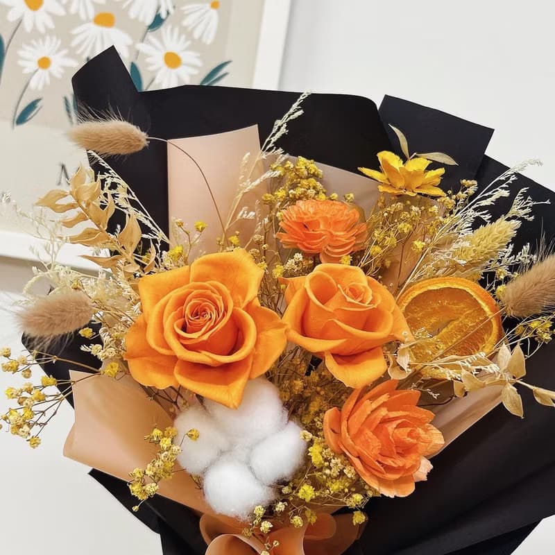 蜜糖橘花束 永生花 乾燥花 節日送禮 花束